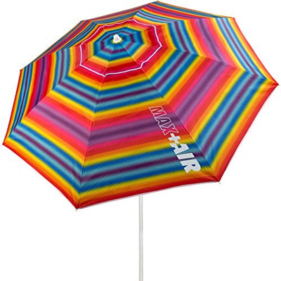 Aktive 62219 - Sombrilla de playa, 220 cm, resistente al viento, techo de ventilación, mástil 28-32 mm, protección UV 50, incluye bolsa de almacenamie