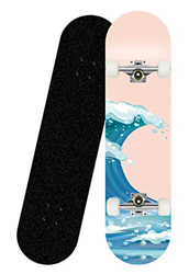 khrodis Monopatín Completo de 31 x 8 Pulgadas para Adolescentes, Superficie cóncava de Arce expandido de Dos Pisos de 7 Capas y Herramienta en T Todo  precio