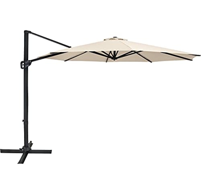 AXT SHADE 3M - Sombrilla de Patio de 10 pies para Exteriores con voladizo Grande, Resistente al Viento con Base Cruzada, 8 Varillas Resistentes para t