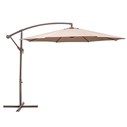 Parasol de jardín excéntrico Apertura manivela Beige de Aluminio de Ø 300 cm - LOLAhome (Tessa) en oferta