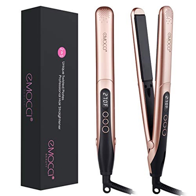 Plancha de pelo de cerámica, profesional, 2 en 1, rizador y plancha de pelo con pantalla LCD, 1 pulgada, temperatura de calor ajustable, onda de hierr