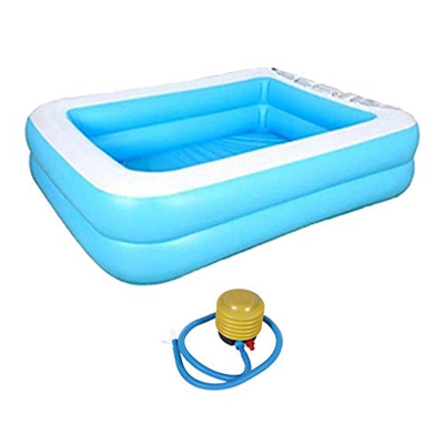 SM SunniMix Piscina Hinchable Rectangular con Bomba de Pie - 110x85cm