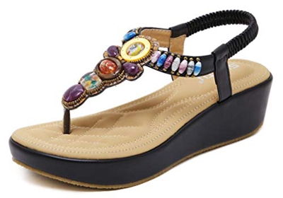 2020 Sandalias Mujer Chanclas Tacon de Cuña Plataforma del Verano Cómodos Zapatos Bohemias Las Sandalias Planas