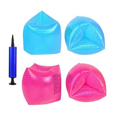 HMM 2 Pares de Manguitos de natación inflables, alas de natación flotantes para niños y Adultos (Azul y Rosa)