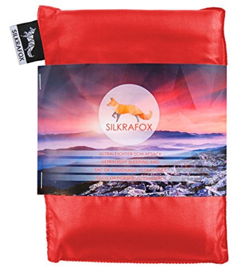 Silkrafox - Saco de Dormir Ultraligero para Las excursiones de Senderismo, los Viajes, Las acampadas, Seda Artificial, Rojo