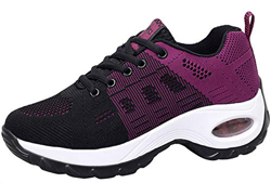 2020 Zapatos cuña Mujer Zapatillas de Deportivas Plataforma Mocasines Primavera Verano Planas Ligero Tacon Sneakers Cómodos Zapatos para Mujer, Purple precio