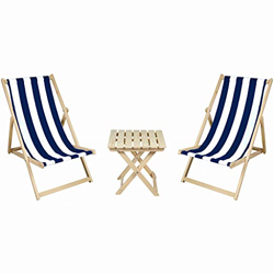 2X Tumbonas + Mesa Tumbonas de Madera, Plegables, con Funda de Tela Intercambiable Hecha de Madera de Haya Tumbona de Exteriores Plegado Sillas Jardín en oferta