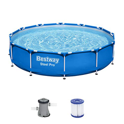 Bestway Steel Pro Framepool Set, rund, mit Filterpumpe Piscina, Azul, Ø 366 x 76 cm en oferta