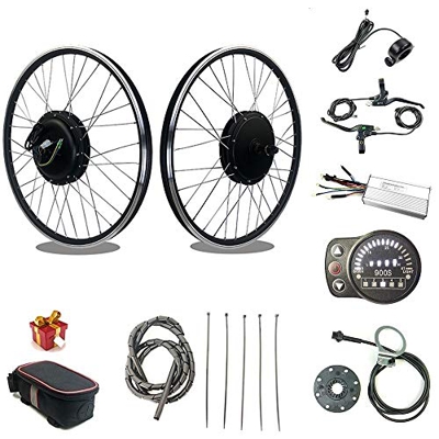 RICETOO 48V 1500W Rueda Trasera Rueda giratoria Motor sin escobillas Hub Hub 20"24" 26"27.5" 28"29''700C, Kit de conversión para Motor con Pantalla KT