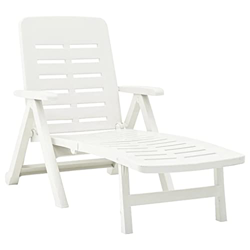 vidaXL Tumbona Plegable Sillón Silla Jardín Patio Exterior Aire Libre Balcón Asiento Decoración Mueble Comedor Restaurante de Plástico Blanco precio