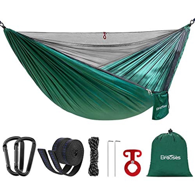 Viaje Hamaca, Hamaca con mosquitera, Fácil de Llevar, Fácil de Montar, para Jardines, Exteriores, Camping y Viajes (Verde)
