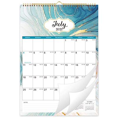 Eono de Amazon - Calendario de pared 2021-2022, calendario mensual de pared de julio 2021 a diciembre 2022, 30 x 40 cm, encuadernación de alambre, blo