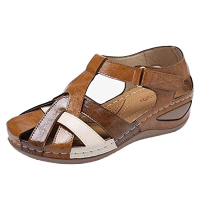 TWIOIOVE Sandalias Mujer Verano Cuña Sandalias Cerradas Cómodos Casual Zapatos de Playa Informales para Mujer, Sandalias Bohemia Moda Casual Ocio de A