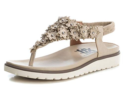 XTI 48876.0, Sandalias con Punta Abierta Mujer, Dorado (Oro Oro), 38 EU