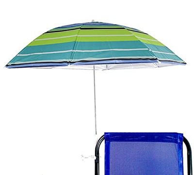 Besch Sombrilla para Silla Playa, Jardín, Piscina,Terraza o Patio, Protección Solar UPF50+, Ø100cm (Raya Azul y Verde)