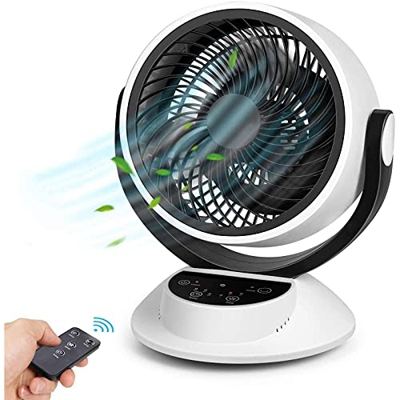 Ventilador Silencioso, Min 25dB, 3D ventilador con Pantalla Táctil LCD, Ventilador de Mesa con Control Remoto, Sincronización 1-7 Horas, Ventilador de