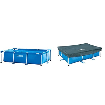 Intex 28271Np Small Frame Piscina Desmontable, 260 X 160 X 65 Cm, 2.282 Litros + 28038 Cobertor Piscina Rectangular Prisma/Small Frame 300 X 200 Cm
