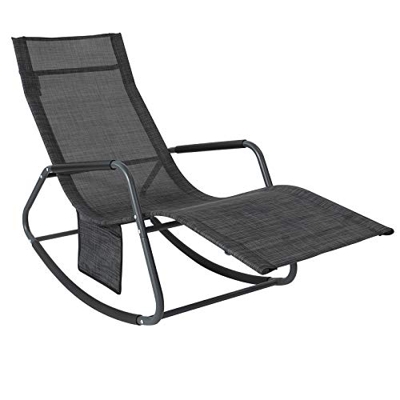 SoBuy OGS47-MS Tumbona, Mecedora con Bolsillo Lateral, Estructura de Hierro, Malla Transpirable Teslin, cómodo, soporta hasta 150 kg ES