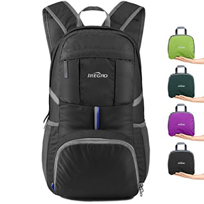 IREGRO 35L Mochila Plegable 300D Nylon Resistente al Agua Ligero Mochila Impermeable Senderismo para Acampar al Aire Libre Caminar Ciclismo Deportes E