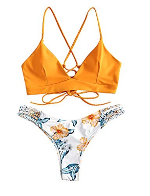 NTNY3 Conjunto De Bikini para Mujer Ropa De BañO Push Up (Amarillo, S)