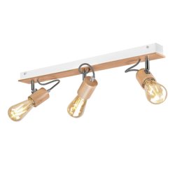 Plafón Loki, 3 luces, madera clara/blanca características