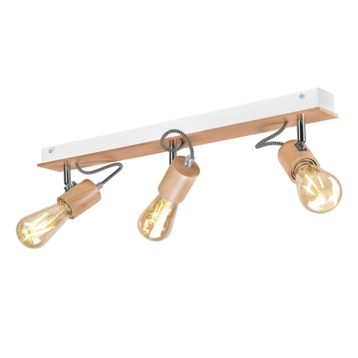 Plafón Loki, 3 luces, madera clara/blanca