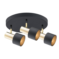 Foco de techo Destin, 3 luces negro/latón precio