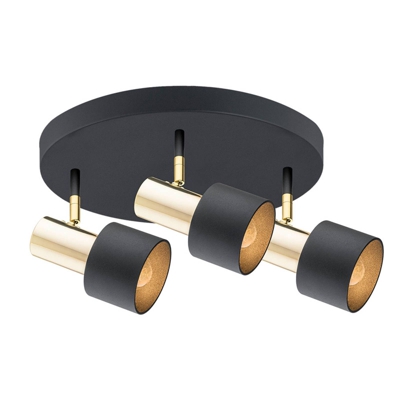 Foco de techo Destin, 3 luces negro/latón