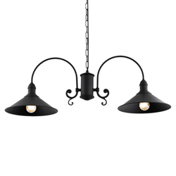 Lámpara colgante Elmo, 2 luces, negro en oferta