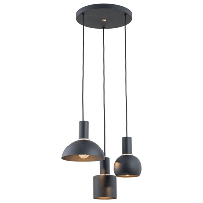 Lámpara colgante Selma, 3 luces, negra