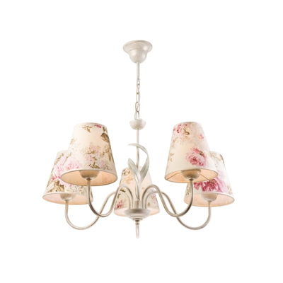 Lámpara colgante Sara, pantalla de flores, 5 luces