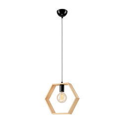 Lámpara colgante Kärnan, pantalla madera hexagón en oferta