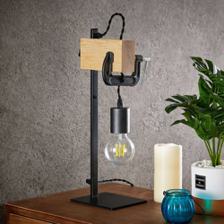 Lindby Asya lámpara de mesa, madera, negro precio