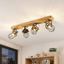 Lindby Serima aplique con madera, 4 luces en oferta