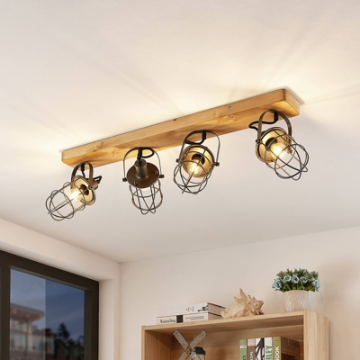 Lindby Serima aplique con madera, 4 luces