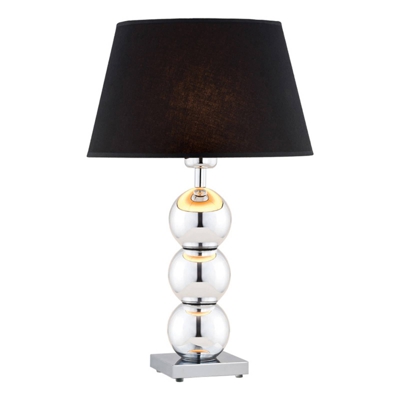 Lámpara de mesa textil Fulda, negro, pie cromo
