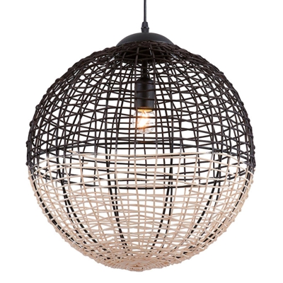 Lámpara colgante Omicron de ratán, negro/beige