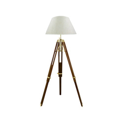 Lámpara de pie trípode, pantalla yute 50cm crema características