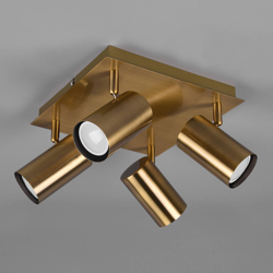 Foco de techo Marley, latón antiguo, 4 luces características