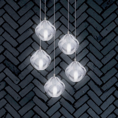 Lámpara colgante Glace de vidrio, 5 luces