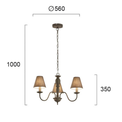 Lámpara de araña Fátima, gris, 3 luces precio