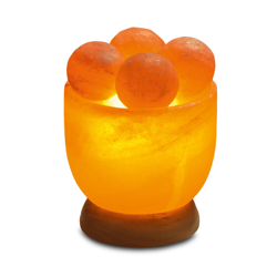 Cuenco de cristal de sal con bolas masaje, redondo en oferta
