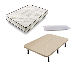 HOGAR24 ES Cama Completa - Colchón Flexitex + Base Tapizada 3D + 6 Patas de 26cm + Almohada de Fibra, 135x190 cm precio
