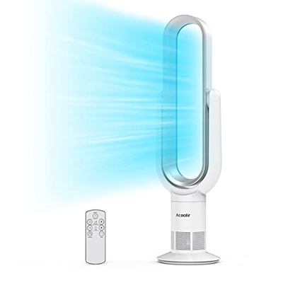Ventilador silencioso de torre con mando a distancia, ventilador de pie giratorio con temporizador de 9 horas, oscilación de 90°, 10 niveles de veloci