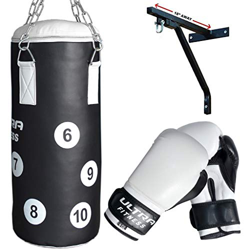 Ultra Fitness - Saco de boxeo para niños con guantes de 6 oz (relleno pesado y soporte de pared para entrenamiento de artes marciales mixtas y kickbox en oferta