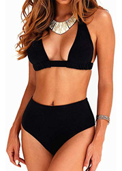 CheChury Bikini Mujer Push up Impresión Traje de baño Conjuntos Cintura Alta Bañador Mujer de Talle Alto Vintage Bikini Set para Mujer (Negro, S) en oferta