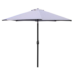Parasol para jardín de aluminio, mástil central, Redondo 300 cm, Salida de viento, Tela gramaje 200 gr color gris claro, Funda protectora color gris i precio