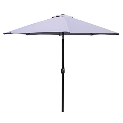 Parasol para jardín de aluminio, mástil central, Redondo 300 cm, Salida de viento, Tela gramaje 200 gr color gris claro, Funda protectora color gris i