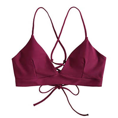 ZAFUL - Conjunto de bikini de dos piezas para mujer, diseño floral con encaje