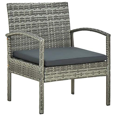 vidaXL Silla de Jardín con Cojín Sillón Exterior Patio Terraza Balcón Asiento Butacas Muebles Mobiliario Duradera Robusta Ratán Sintético Gris